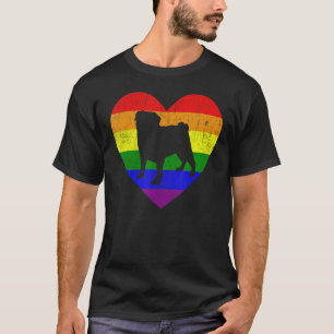 Mops Regenbogenfahne Herz für Lesben schwul Gay Le T-Shirt