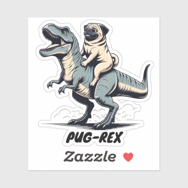 Mops reiten ein Dinosaurier Tiergeschenk Aufkleber (Blatt)