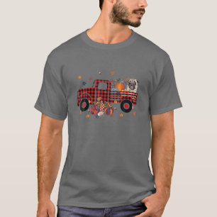 Mops Reiten LKW Pumpkin Herbst Leaves Fall T-Shirt