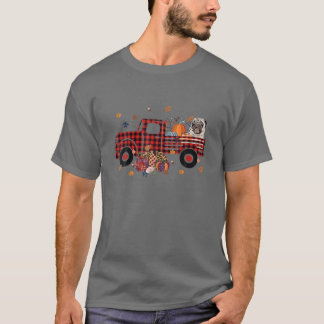 Mops Reiten LKW Pumpkin Herbst Leaves Fall T-Shirt