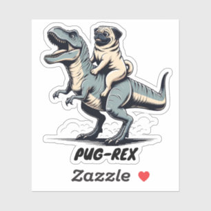 Mops Reitet Auf Einem Dinosaurier Tierliebhaber Ge Aufkleber