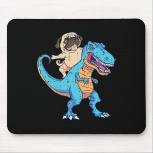 Mops reitet T-Rex surft Dinosaurier Lustiger Hunde Mousepad