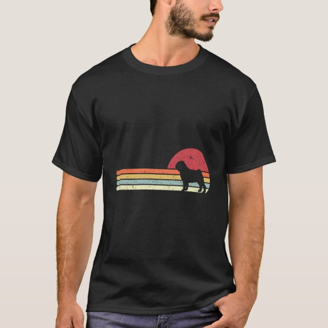Mops Retro Style T-Shirt (Vorderseite)