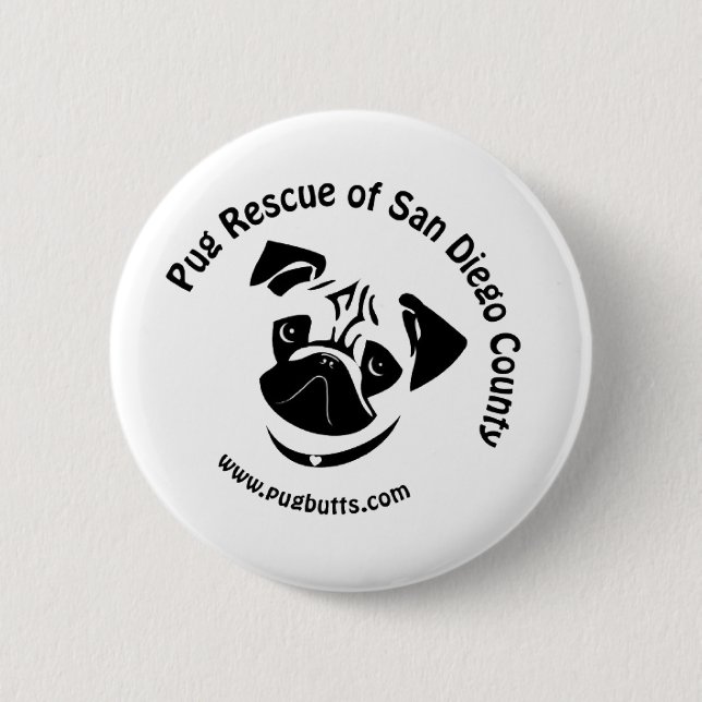 Mops-Rettung von San Diego County Logo Button (Vorderseite)