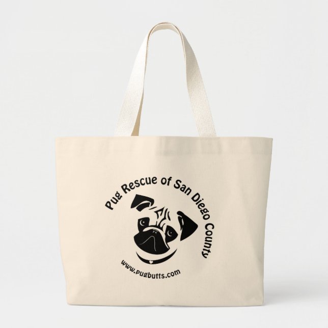 Mops-Rettung von San Diego County Logo Jumbo Stoffbeutel (Vorne)