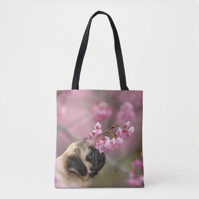 Mops riecht Kirschblüten Tasche (Vorderseite)