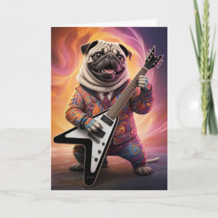 Mops Rock Star Card Karte