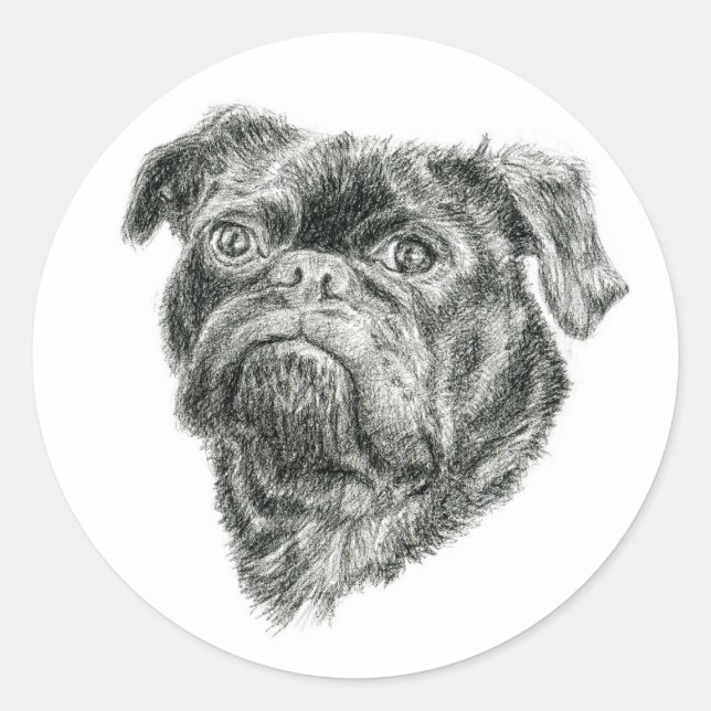 Mops Runder Aufkleber (Vorderseite)