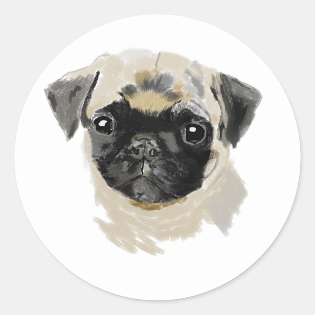 Mops Runder Aufkleber (Vorderseite)