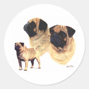 Mops Runder Aufkleber