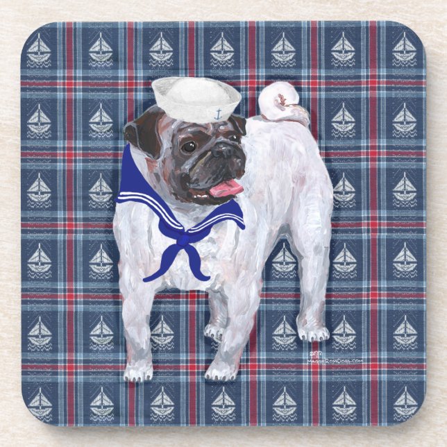 Mops Sailor Untersetzer (Vorderseite)