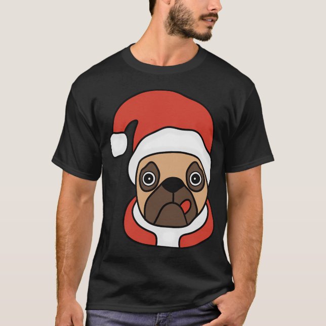 Mops Santa Claus T-Shirt (Vorderseite)
