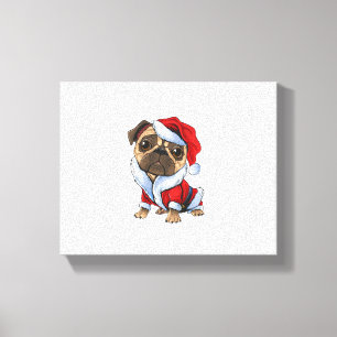 Mops Santa Costume Weihnachten Pajama Niedlicher H Leinwanddruck