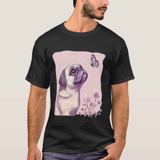 Mops Schmetterling Süßer Mops T-Shirt (Vorderseite)