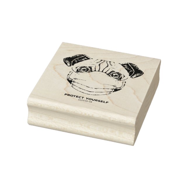 MOPS SCHÜTZEN SICH SELBST19 WARNING RUBBER BRIEFMA GUMMISTEMPEL (Stempel)