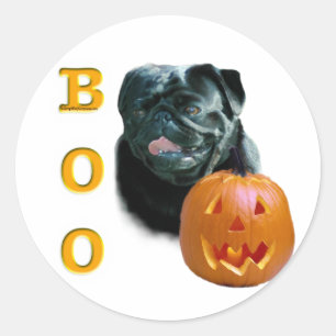 Mops (schwarz) Boo Runder Aufkleber