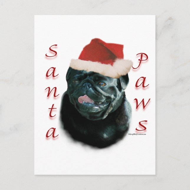 Mops (schwarz) feiertagspostkarte (Vorderseite)