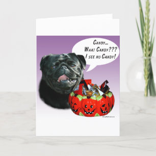 Mops (schwarz) Halloween Candy Karte