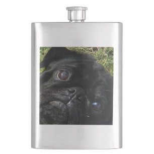 Mops-Schwarz-Mops-Augen Flachmann
