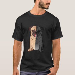 Mops schwarz und weiß, Mops halb schwarz und Mops  T-Shirt