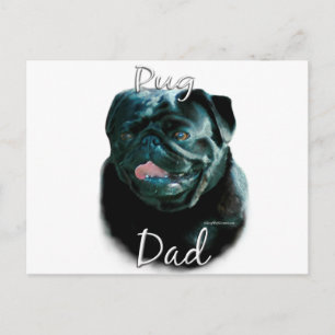 Mops (schwarz) Vater 2 Postkarte