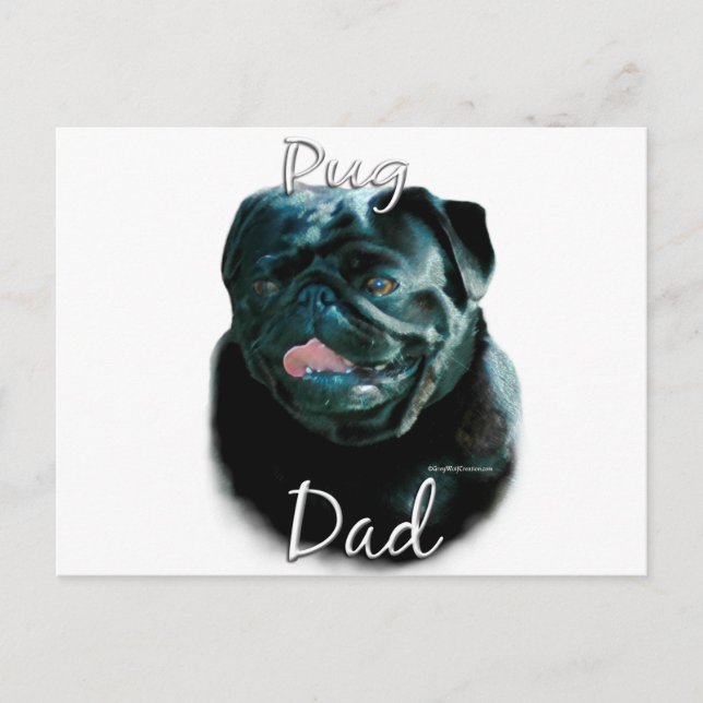 Mops (schwarz) Vater 2 Postkarte (Vorderseite)