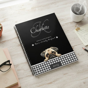 Mops Schwarz-weißer Karierter Individuelle Name Mo Planer