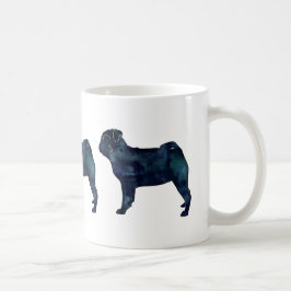 Mops Schwarze Aquarellfarben Silhouette Kaffeetasse
