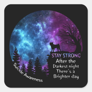 Mops Selbstmord Bewusstsein nach dem dunkelsten Mo Quadratischer Aufkleber