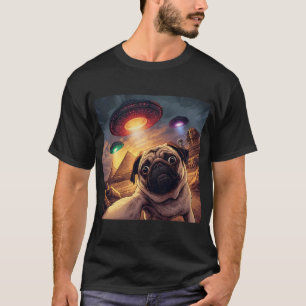 Mops-Selfie in Ägypten Lustiges UFO-Alien-Pyramide T-Shirt