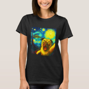 Mops-Selfie mit Alien-Ufo lustige sternenklare Nac T-Shirt