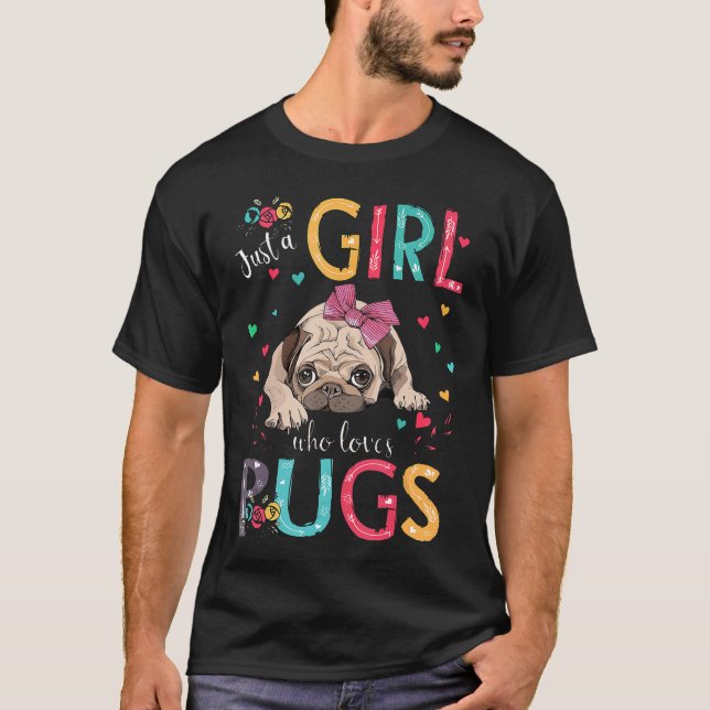 Mops Shirt nur ein Mädchen, das Mops Lieben (Vorderseite)