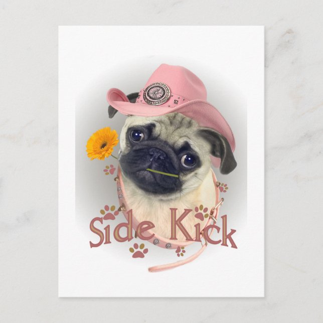 Mops Side Kick Postkarte (Vorderseite)