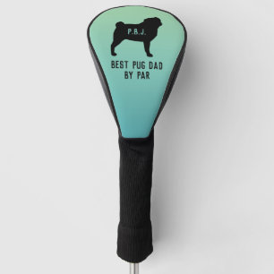 Mops-Silhouette mit benutzerdefiniertem Text Golf Headcover