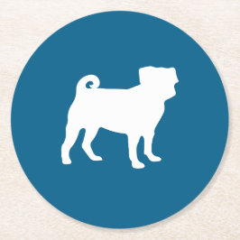 Mops Silhouette Puppy Baby Dusche Runder Pappuntersetzer