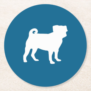 Mops Silhouette Puppy Baby Dusche Runder Pappuntersetzer