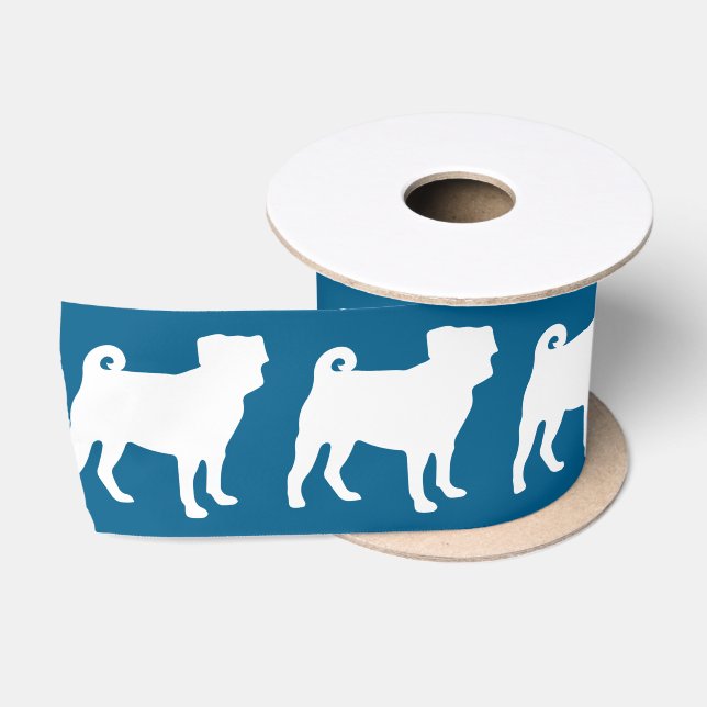 Mops Silhouette Puppy Baby Dusche Satinband (Spule)