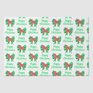 Mops Silhouette Red Christmas Dog & Bow White Seidenpapier