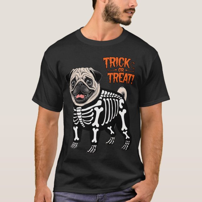 Mops-Skelett T-Shirt (Vorderseite)