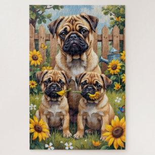 Mops Sonnenblumen-Gartenkunst