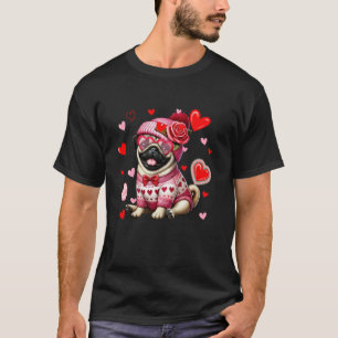 Mops Sonnenbrille Valentine Hearts Lover Eigentüme T-Shirt
