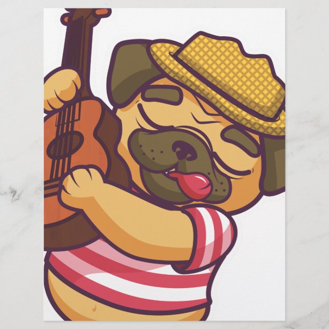 Mops spielt Gitarre (Vorderseite)