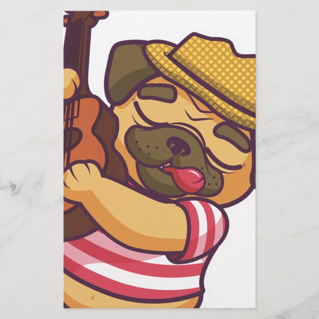 Mops spielt Gitarre (Vorderseite)