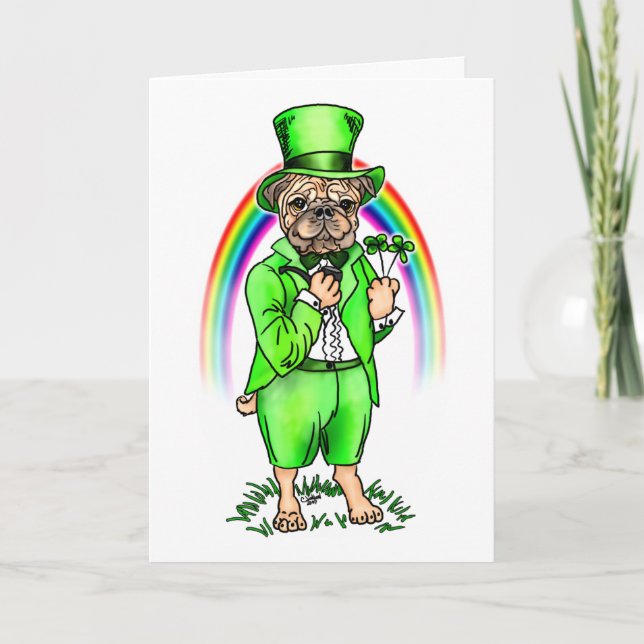 Mops St Patrick's Day Card Karte (Vorderseite)