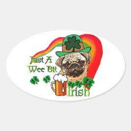 Mops St Patricks Ovaler Aufkleber