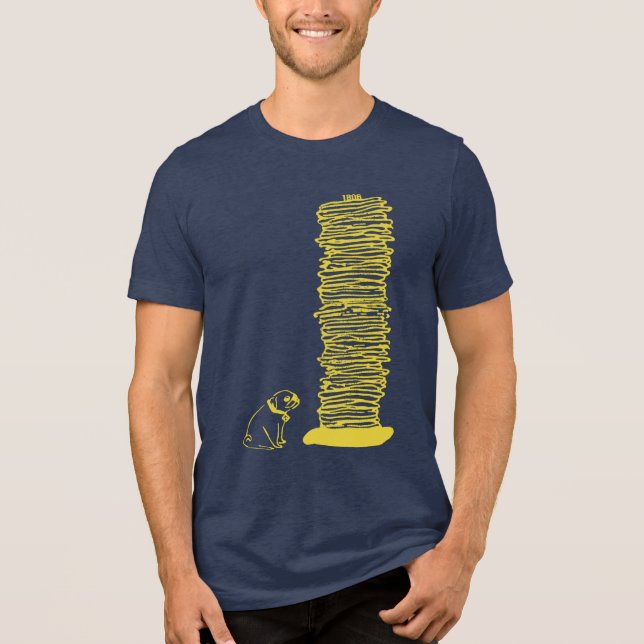 Mops-Stapel Tri-Blend Shirt (Vorderseite)