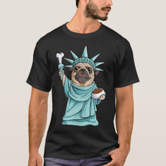 Mops-Statue-der-Freiheit-für-Männer-Frauen-Jungen- T-Shirt