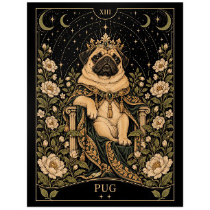 Mops, Sternenlicht-Tarot-Kunst Postkarte