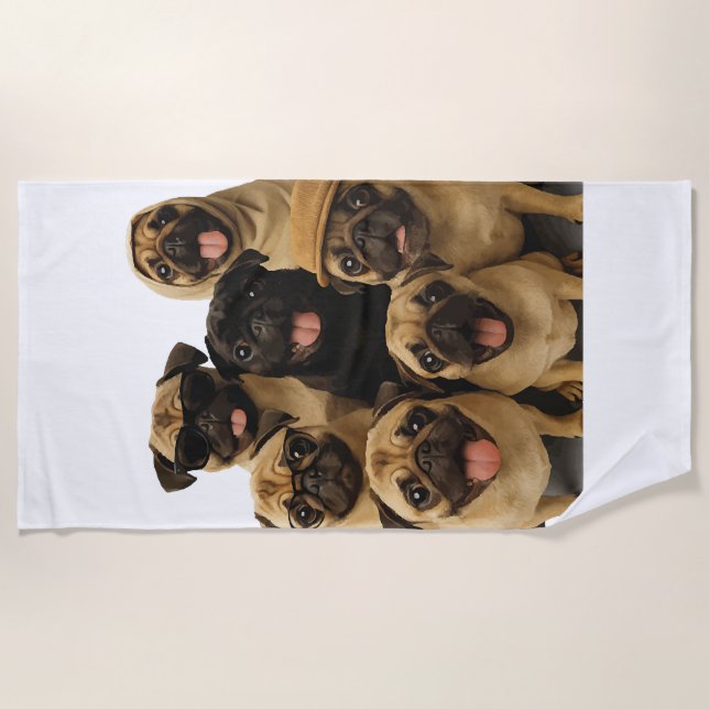 Mops Strandtuch (Vorderseite)