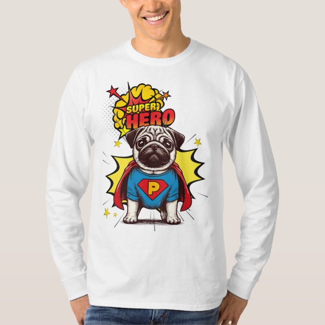 Mops Super Hero T-Shirt (Vorderseite)